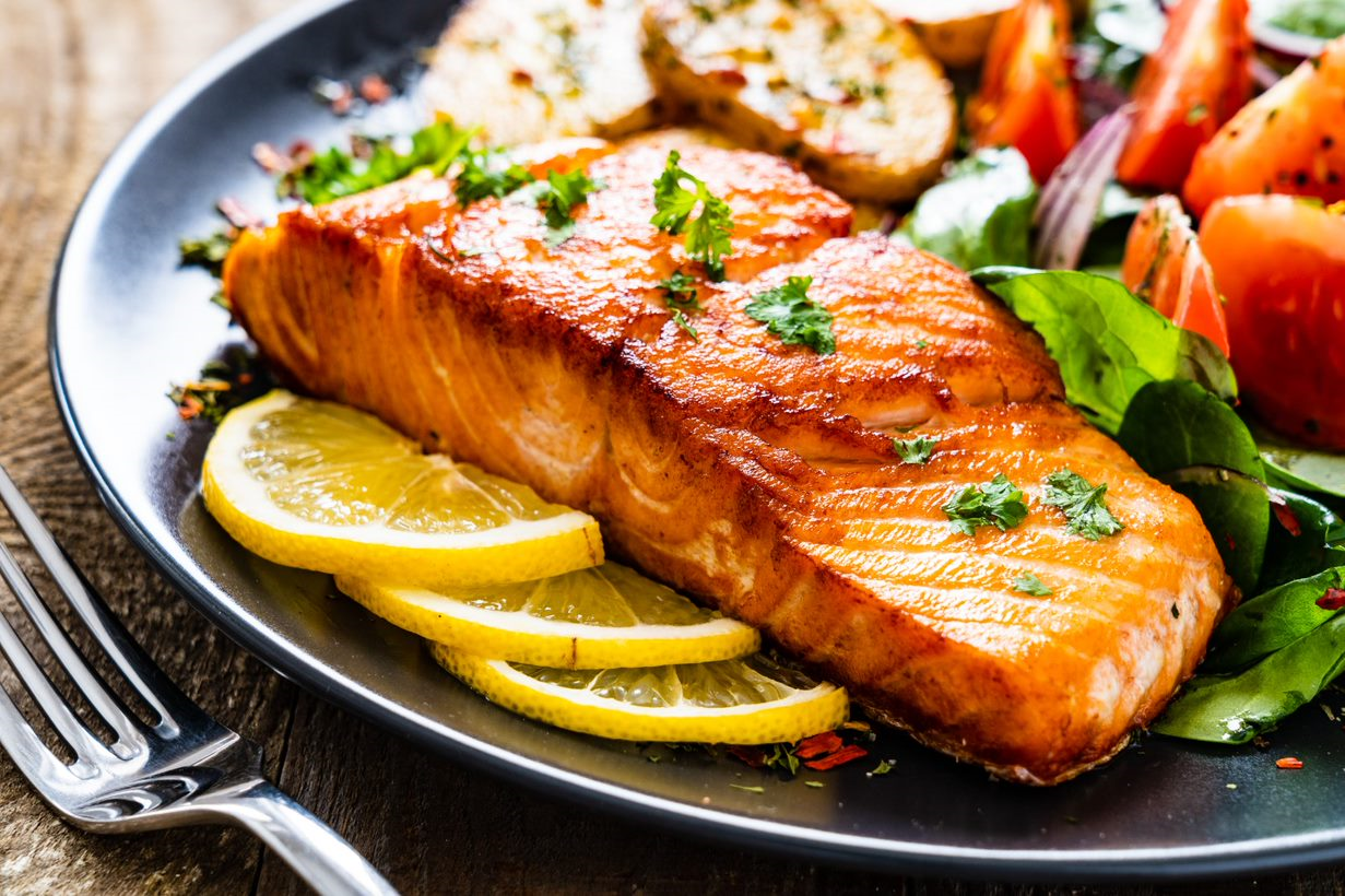 salmon dinner with vegetables