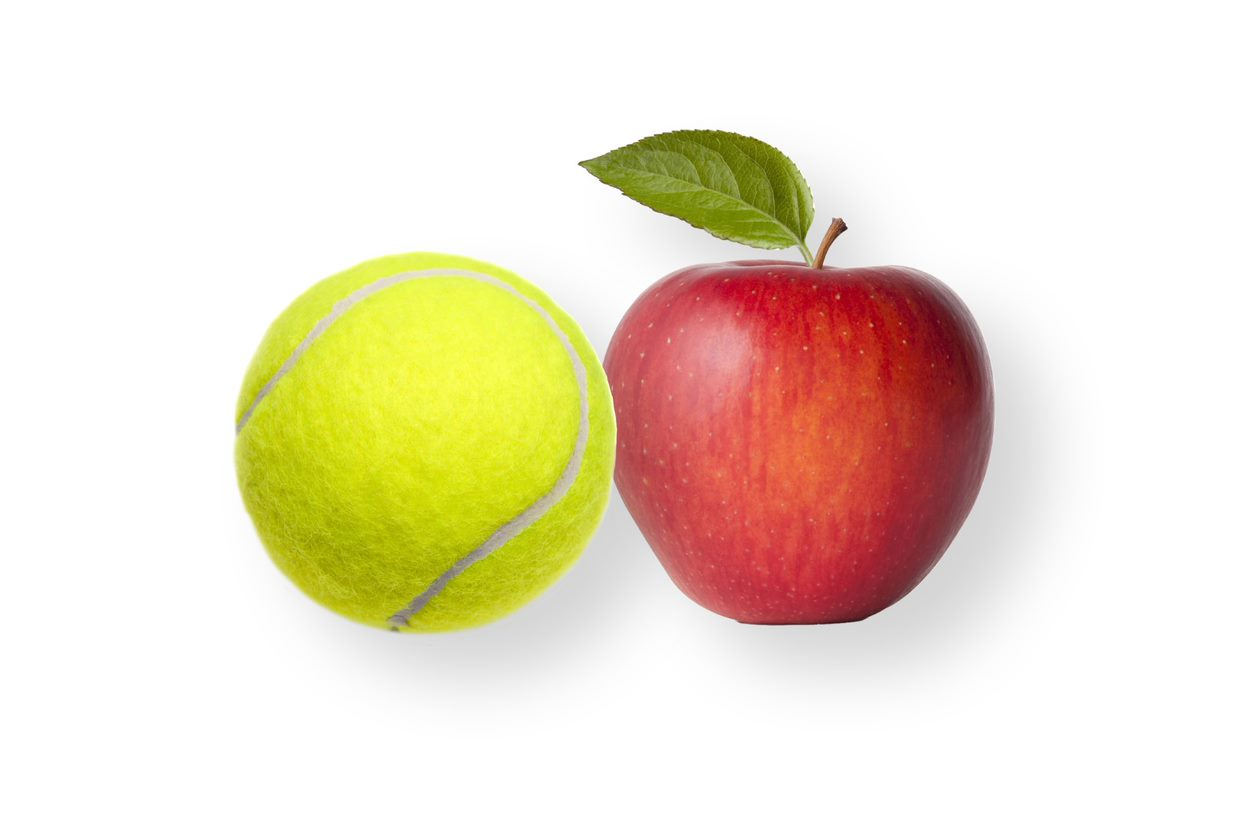apple and tennis ball