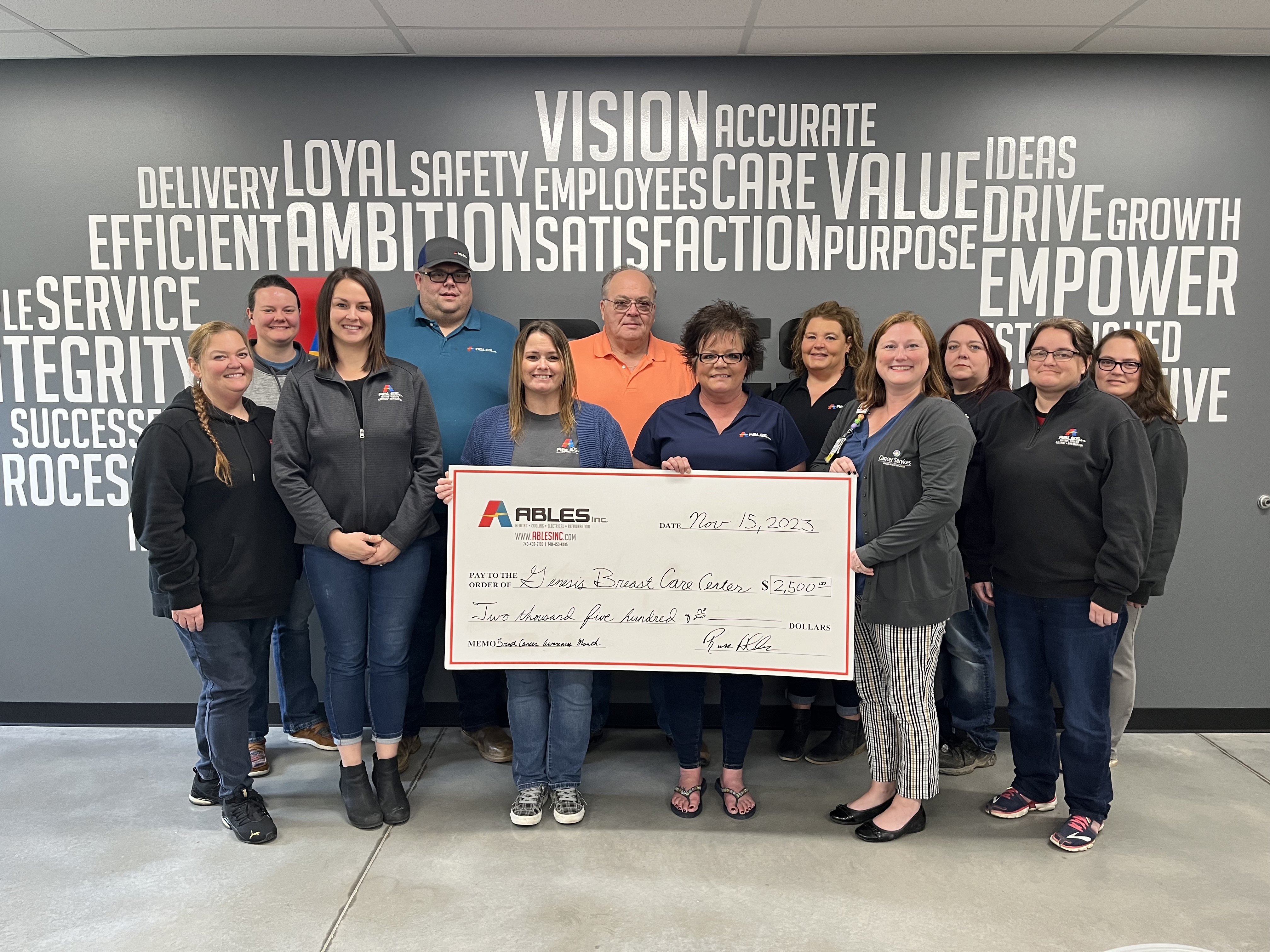 Ables, Inc. donates to Genesis Breast Care Center