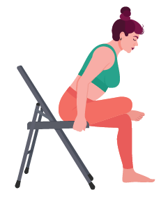 seated figure 4 chair yoga illustration