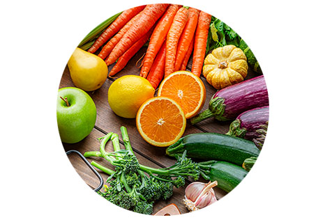 Fresh fruits and vegetables