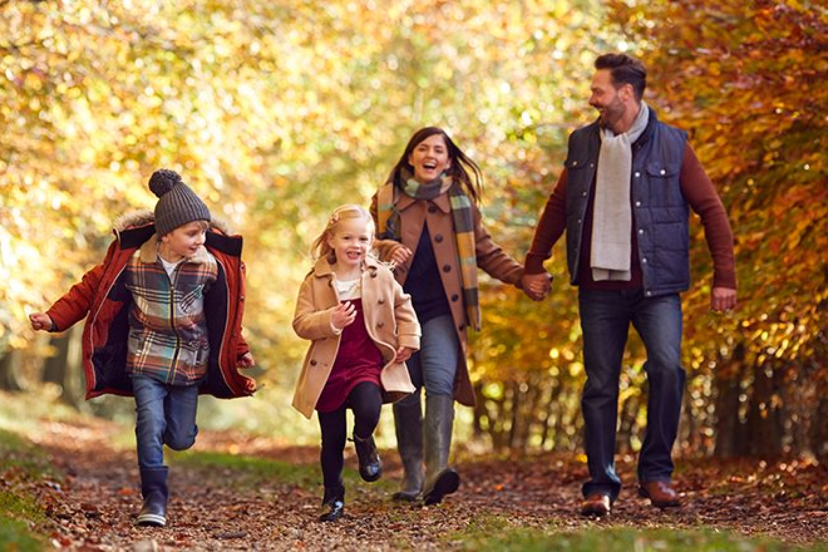 family taking a walk together