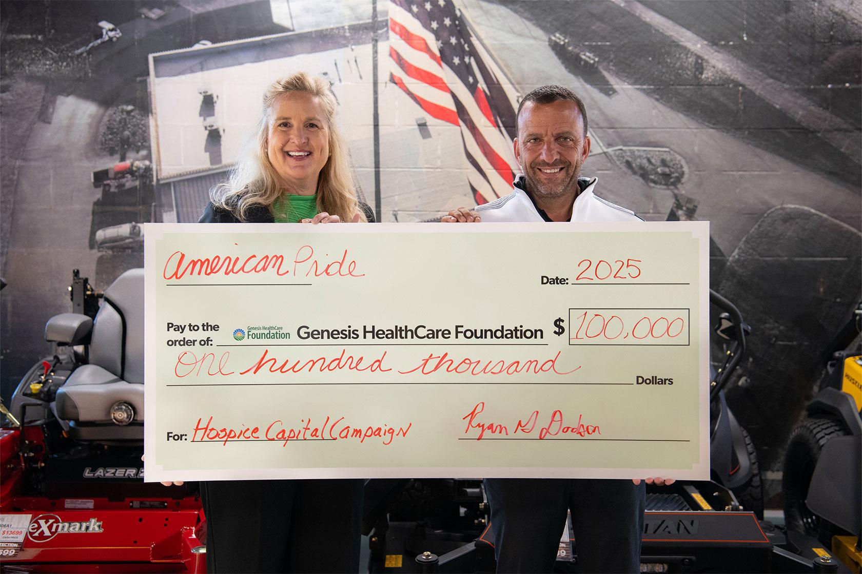 Ryan Dodson and American Pride Power Equipment donated $100,000.