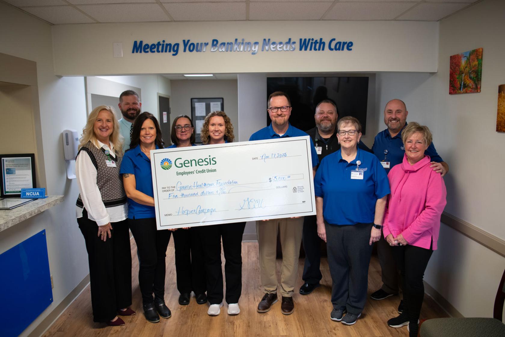 Genesis Employees’ Credit Union (GECU) donates to Genesis Hospice Capital Campaign