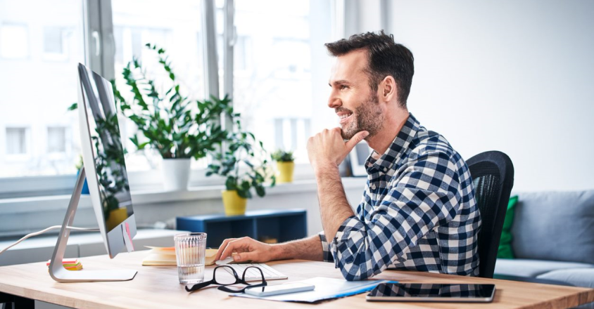 man at desk working