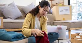 woman organizing her clothes