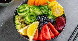 Plate of healthy bright food