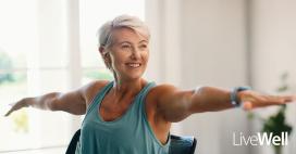 healthy older woman practicing yoga